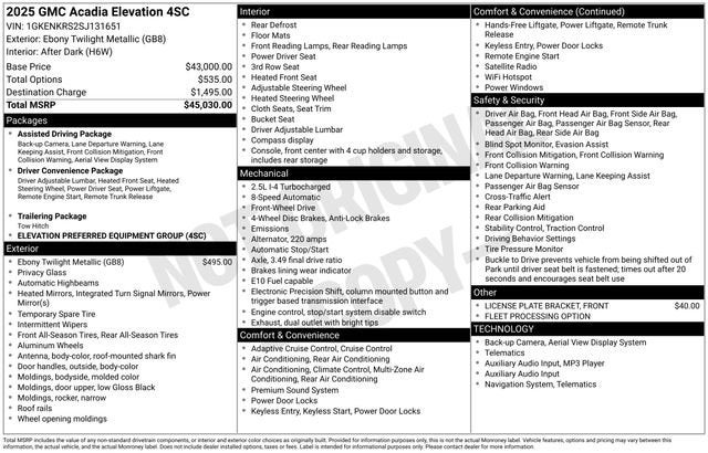 2025 GMC Acadia Elevation