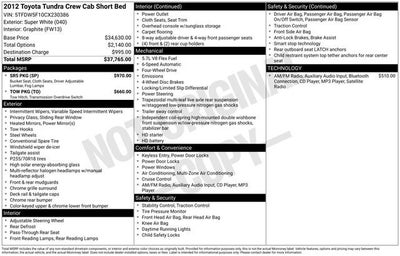 2012 Toyota Tundra 4WD Truck GRADE