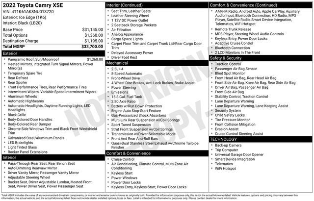 2022 Toyota Camry XSE