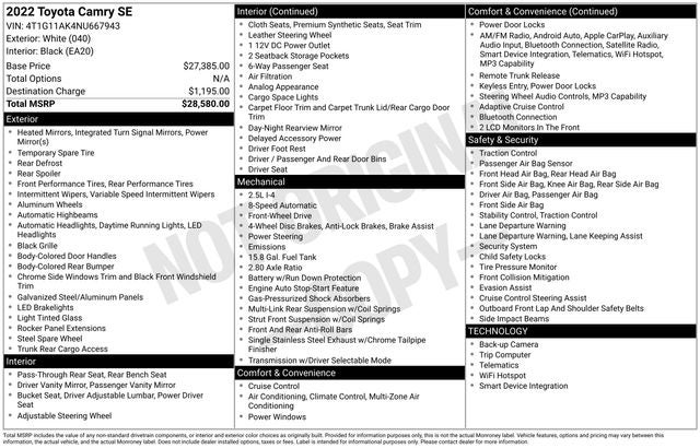 2022 Toyota Camry Base