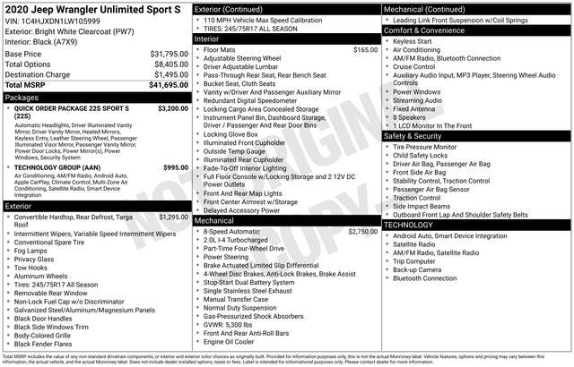 2020 Jeep Wrangler Unlimited Sport S