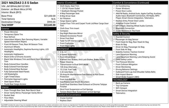 2021 Mazda Mazda3 2.5 S