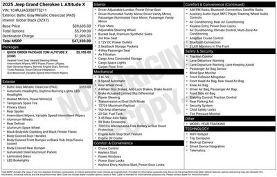 2025 Jeep Grand Cherokee L Altitude X 4x2