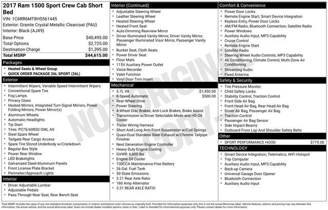 2017 RAM 1500 Sport Crew Cab 4x2 5'7' Box