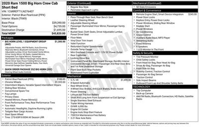 2020 RAM 1500 Big Horn Crew Cab 4x2 5'7' Box