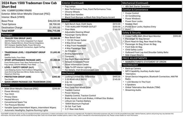 2024 RAM 1500 Tradesman Crew Cab 4x4 5'7' Box