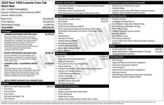 2022 RAM 1500 Laramie Crew Cab 4x4 5'7' Box