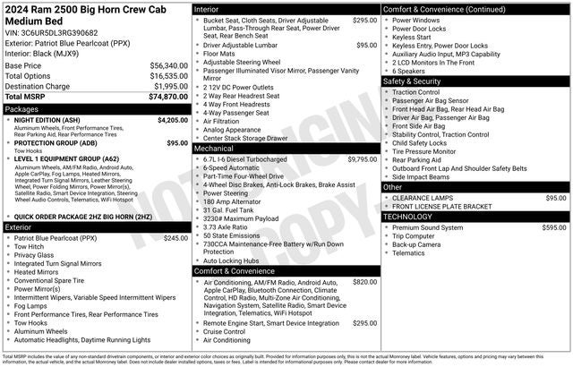 2024 RAM 2500 Big Horn Crew Cab 4x4 6'4' Box
