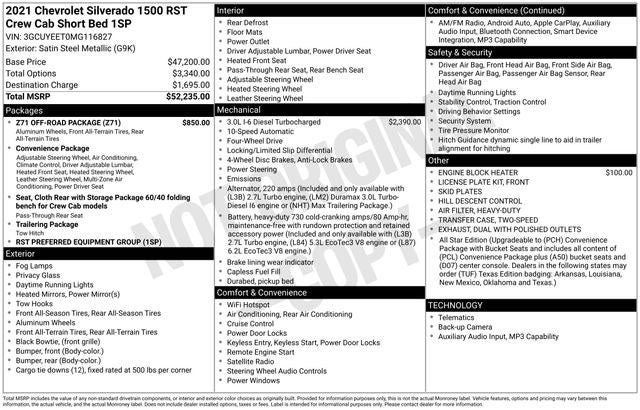 2021 Chevrolet Silverado 1500 4WD Crew Cab Short Bed RST