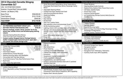 2014 Chevrolet Corvette Stingray Base 3LT