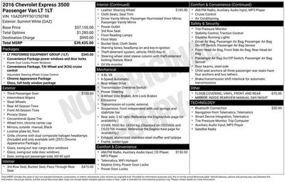 2016 Chevrolet Express 3500 LT Passenger