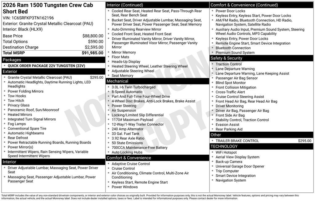 2026 RAM 1500 Tungsten