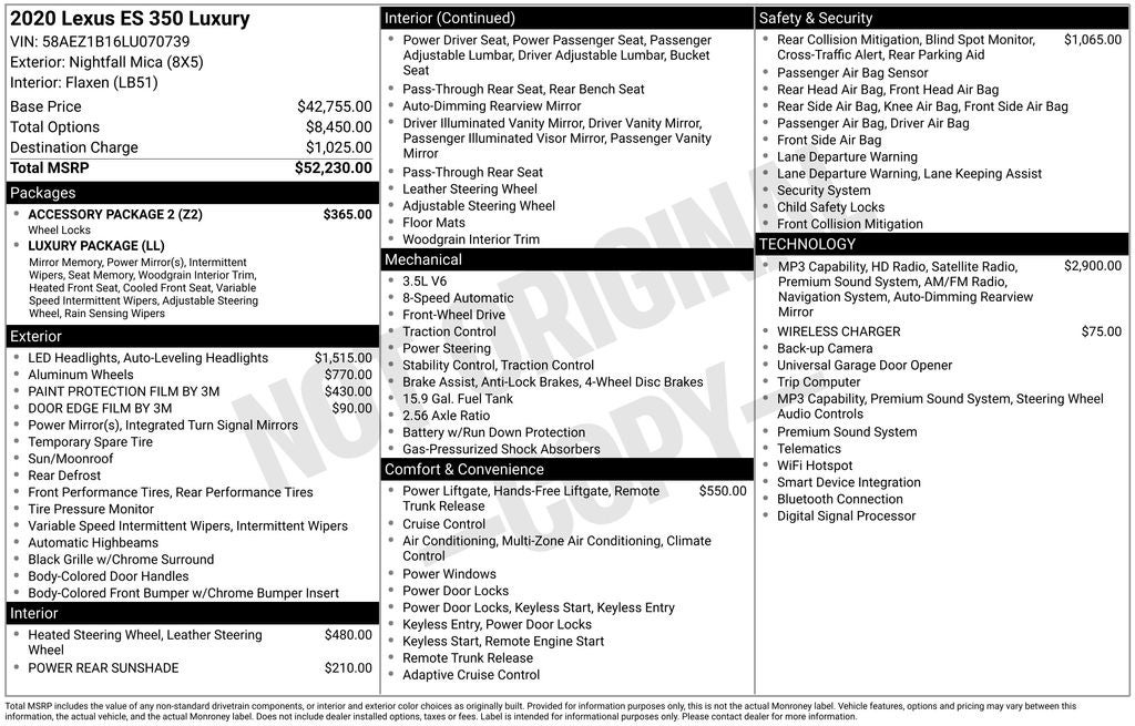 2020 Lexus ES 350 Luxury