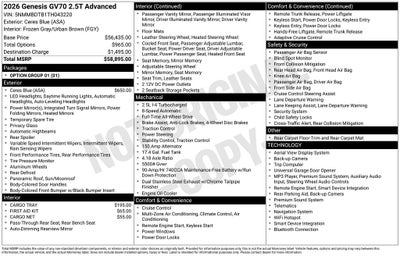 2026 Genesis GV70 2.5T Advanced