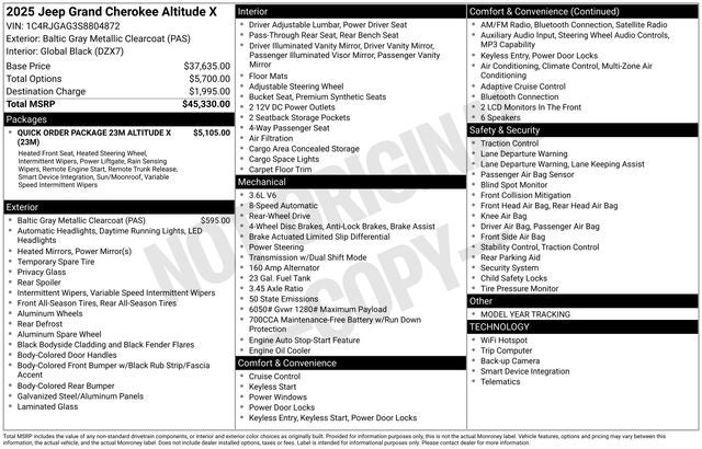 2025 Jeep Grand Cherokee Altitude X