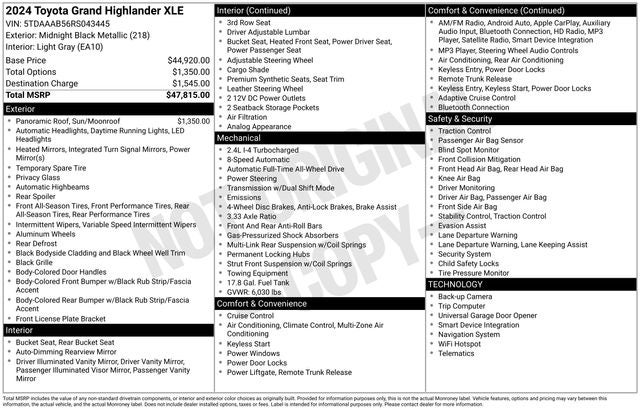 2024 Toyota Grand Highlander XLE