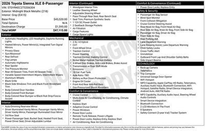 2026 Toyota Sienna XLE 7 Passenger