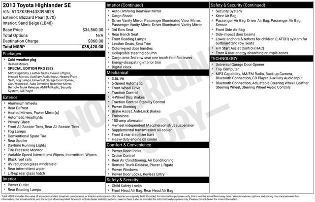 2013 Toyota Highlander SE