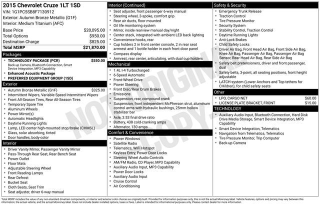 2015 Chevrolet Cruze 1LT 1LT